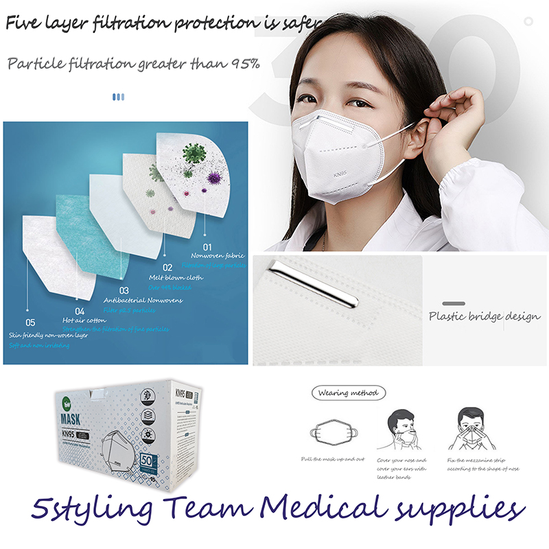 Engangs nonwoven KN95 foldet halv ansigtsmaske til selvbrug