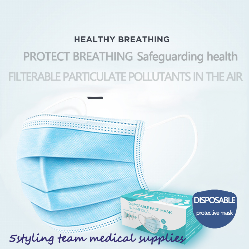 Producent af civil maske spotmaske, tre-lags non-woven, smelteblæst klud, beskyttende støvtæt engangsmaske