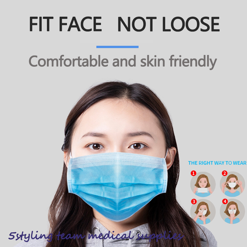 Producent af civil maske spotmaske, tre-lags non-woven, smelteblæst klud, beskyttende støvtæt engangsmaske