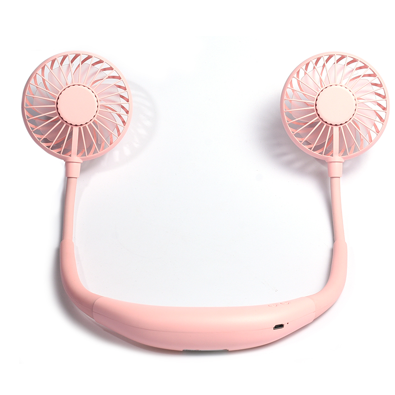Bærbar håndfri nakkebånd Sportsventilator USB genopladelig håndhalsventilator
