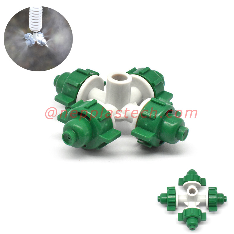 Cross Atomizing sprayer drivhuskøling og befugtning tåger vandbesparende kunstvanding Mikrotålsprinkler