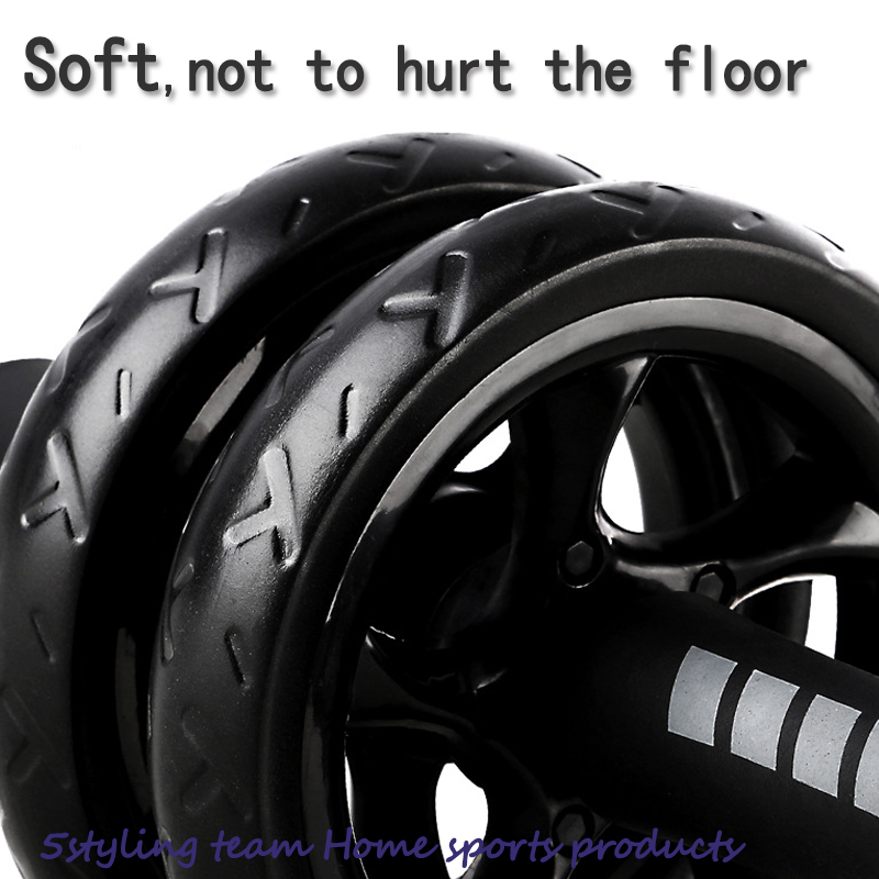 Nyt lydløst dobbelthjulet maveøvelse, der trækker sig ind i rullen, abdominal kæmpehjulets fitnessudstyr