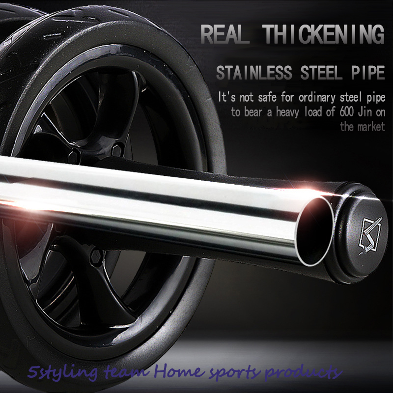 Nyt lydløst dobbelthjulet maveøvelse, der trækker sig ind i rullen, abdominal kæmpehjulets fitnessudstyr