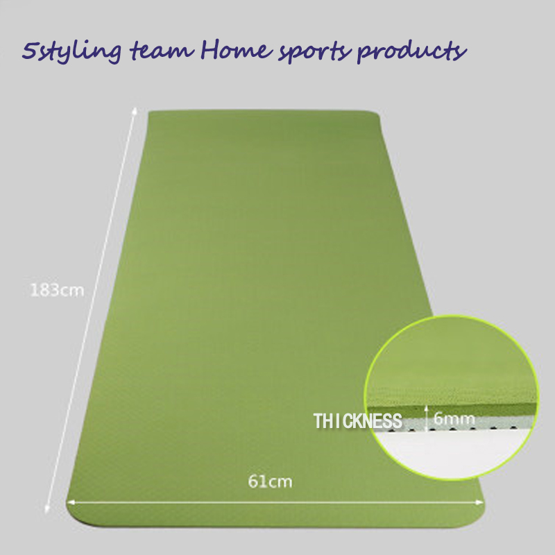 6mm mindre defekt anden klasse monokrom TPE yogamåtte miljøbeskyttelse smagløs antiskid sports fitness matte valg af farve