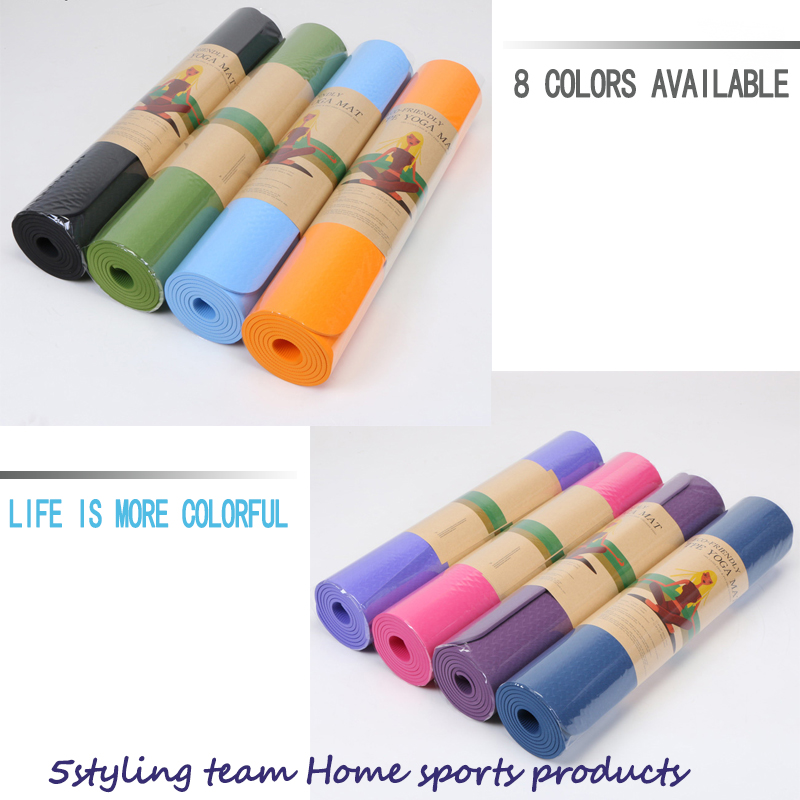 6mm mindre defekt anden klasse monokrom TPE yogamåtte miljøbeskyttelse smagløs antiskid sports fitness matte valg af farve
