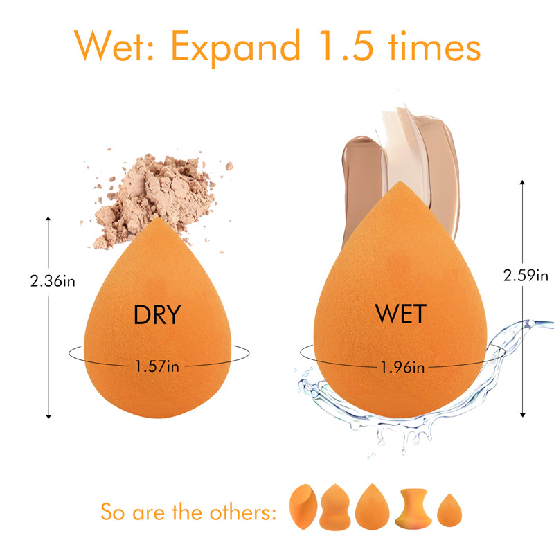 Makeup-svamp, BEALUXUR Foundation-svamp-makeup-skum sæt med multi-form svampe (5 stk)