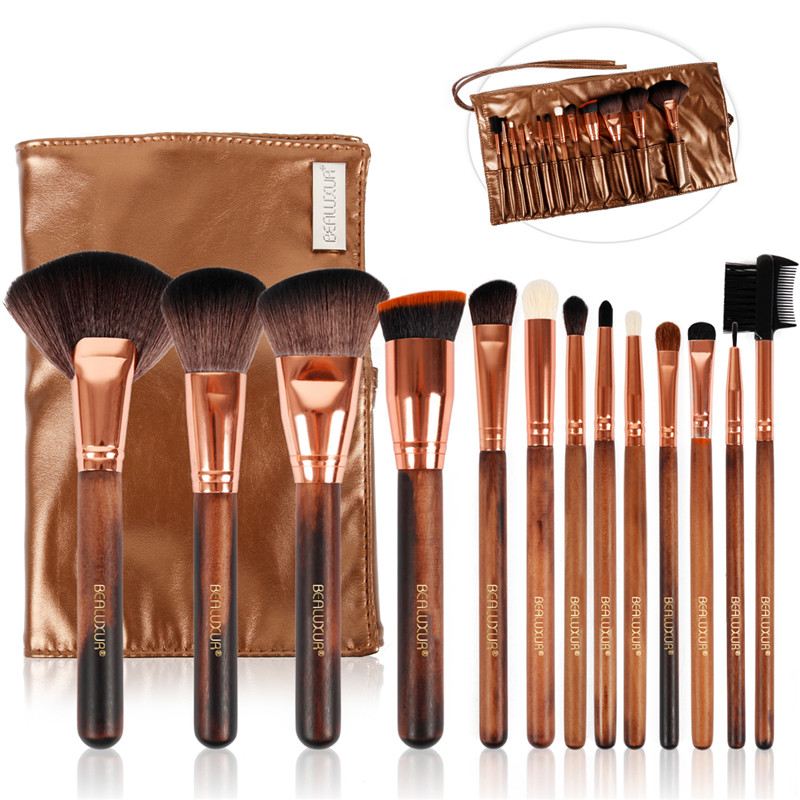 Makeup pens penselSet, 13pcs Makeup pens pensler Premium Synthetic Bristles Powder Foundation Blush Contour Concourse Concure Conalers Lip Eyequadow pens Kit 8230; (005 Wooden håndtag)