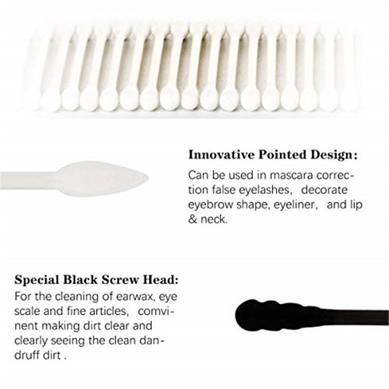 Cotton Swabs, 300Pcs Cotton Buds Double Head 100% Cotton White and Black Natural Papers Multipurpose Makeup