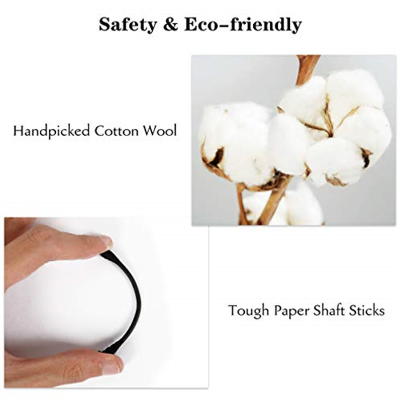 Cotton Swabs, 300Pcs Cotton Buds Double Head 100% Cotton White and Black Natural Papers Multipurpose Makeup