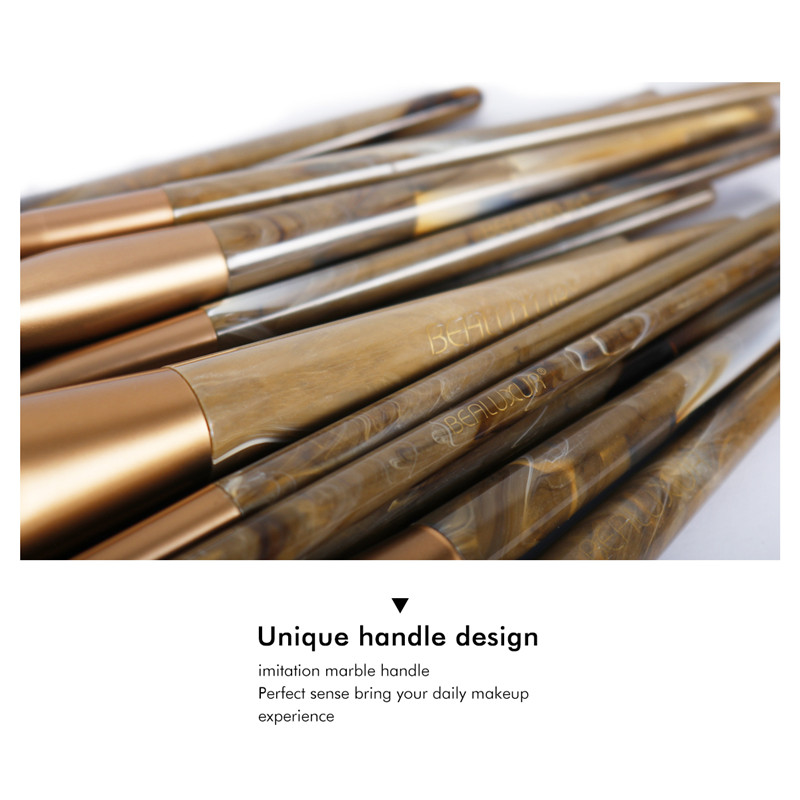 BEALUXUR Makeup-børstesæt, Premium syntetisk ansigtspulver, rødmende øjenskygge-børster, Makeup-børstesæt med kosmetisk taske