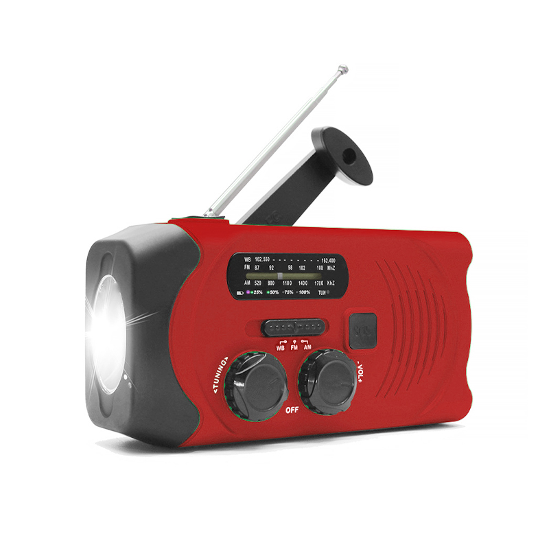 Emergency Solar Powered Weather Radio AM \/ FM \/ WB NOAA Hand Crank Radio med LED lommelygte, bærbar 2000 mAh mobiltelefon oplader Power Bank med SOS Alarm