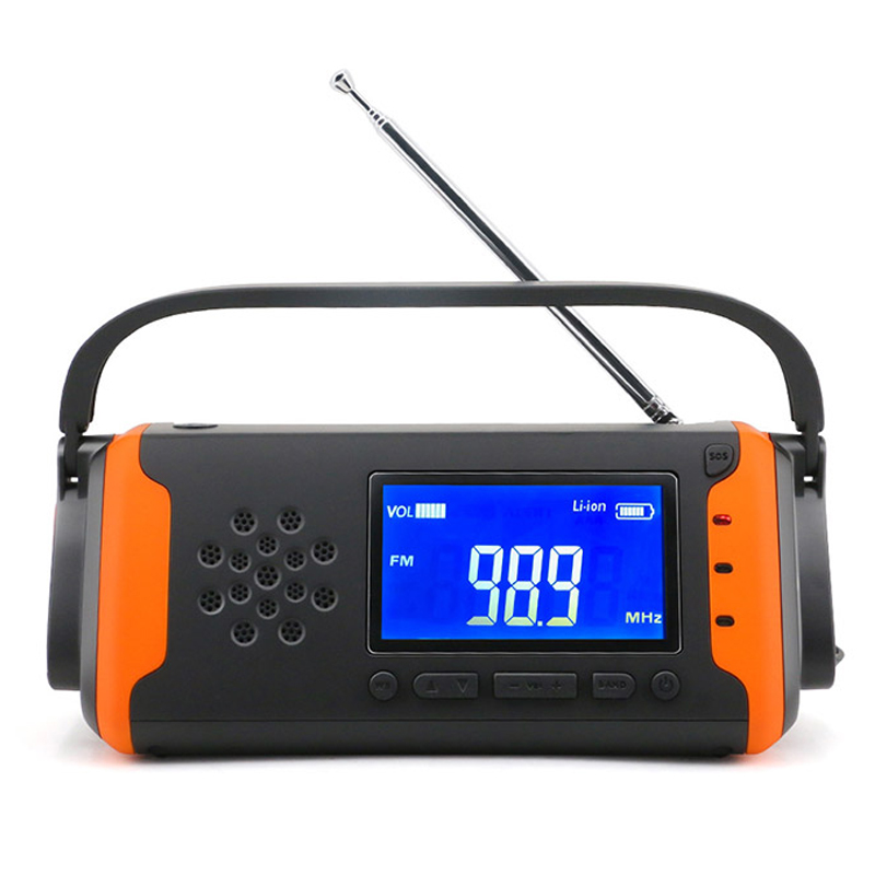 LCD Digital Emergency Weather Radio, Solar Hand Crank AM / FM NOAA Radio med LED lommelygte, AUX-in Music Player, 4000 mAh Power Bank til mobiltelefonoplader og SOS Alarm