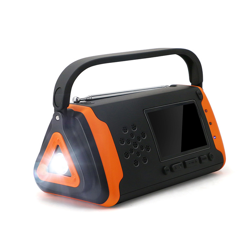 LCD Digital Emergency Weather Radio, Solar Hand Crank AM \/ FM NOAA Radio med LED lommelygte, AUX-in Music Player, 4000 mAh Power Bank til mobiltelefonoplader og SOS Alarm