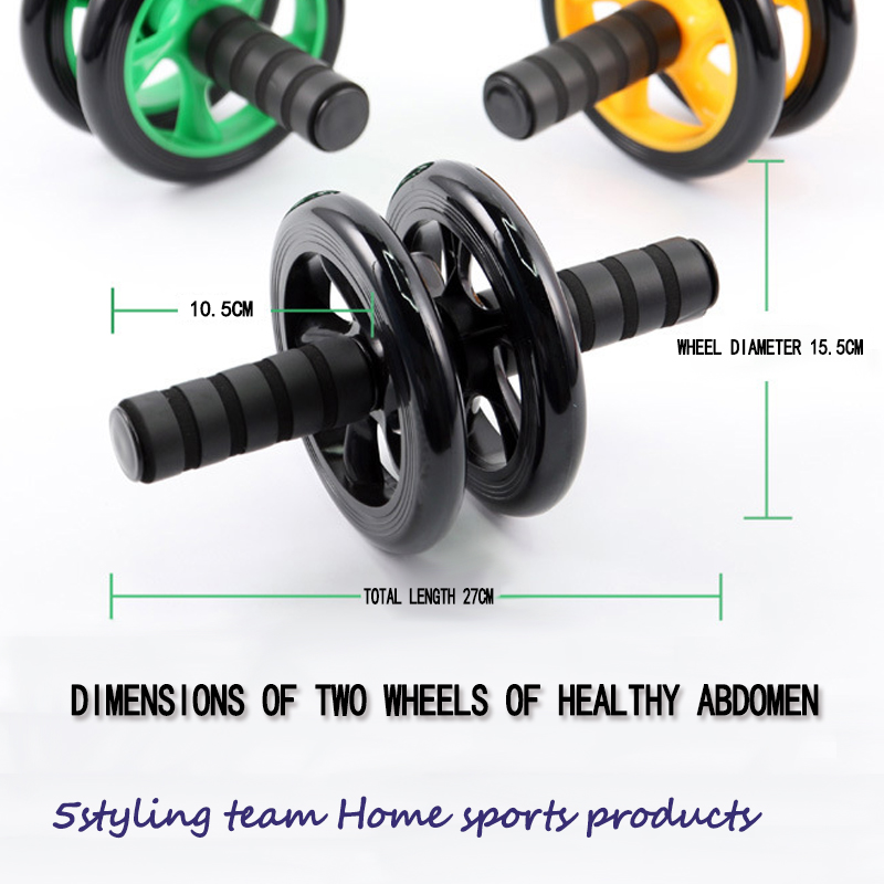 Nyt mavehjul, sundt abdominalhjul, dobbelt hjul, lydløs, lille rulle, indendørs fitnessudstyr, manikyrlineøvelse, slankning