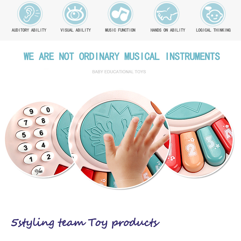 Børnemusik, belysning, hånd klapping, elektronisk orgel, telefon, tromme, børnesang, uddannelsesmæssig sans, børns legetøj til tidlig uddannelse
