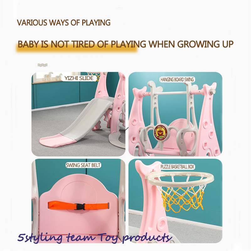 Børns lysbillede og svingkombination indendørs lille forlystelsespark tre i en børnehave børnes glideskydning