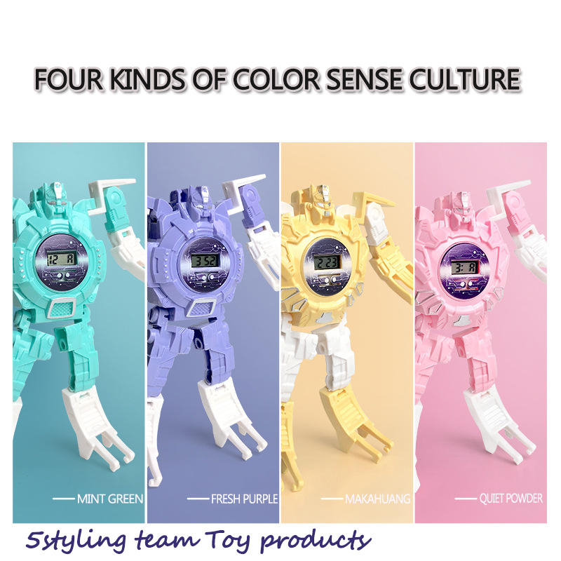 Grænseoverskridende, deformationsmaskine menneskelig elektronisk ur børns uddannelsesmæssige legetøj kreative slikpapirer