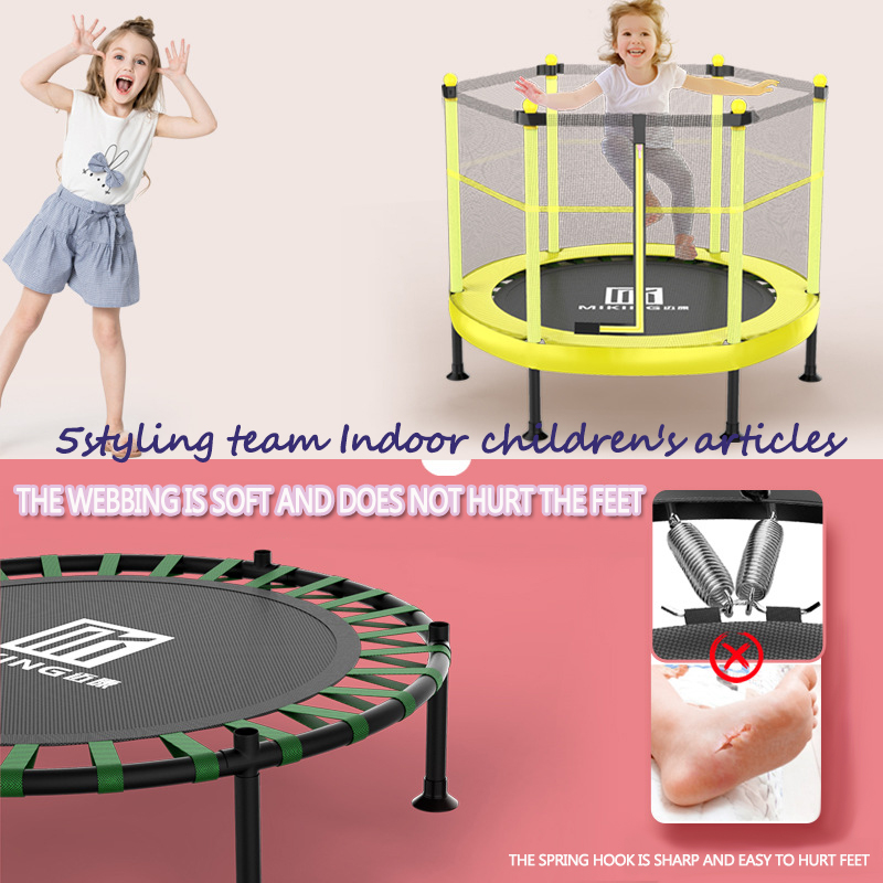 Vægttab trampolin Trampolin børns trampolinfamilie babytrampolin med beskyttelsesnet børns lille babyværelse