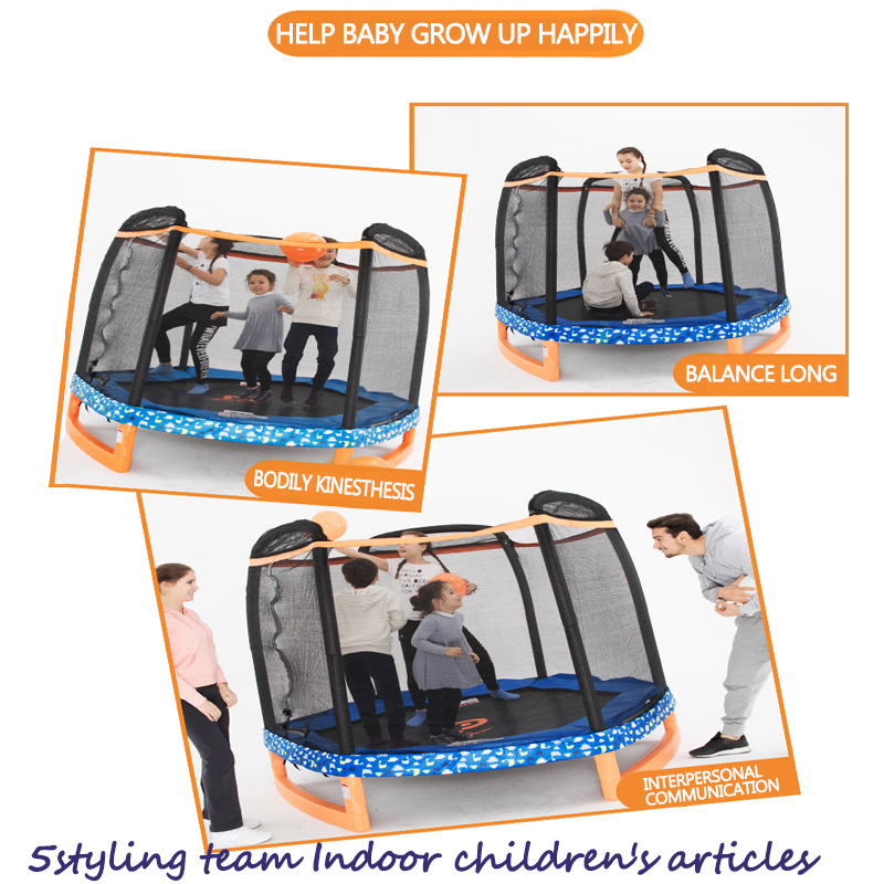 Amerikansk trampolinfamiliebørns indendørs børns trampolin udendørs med beskyttende netværk i stor skala trampolinhjem