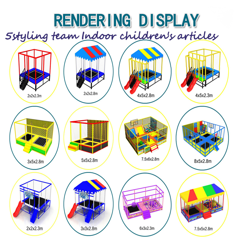 Børns trampolin i børnehaven; indendørs og udendørs trampolin; udendørs park firkant; producentens tilpassede klistrede trampolin