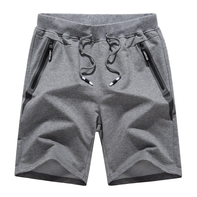 Mænd s Cotton Jogger Casual Working Shorts Running Shorts med Zipper Pockets Loose Leg Bottom Active