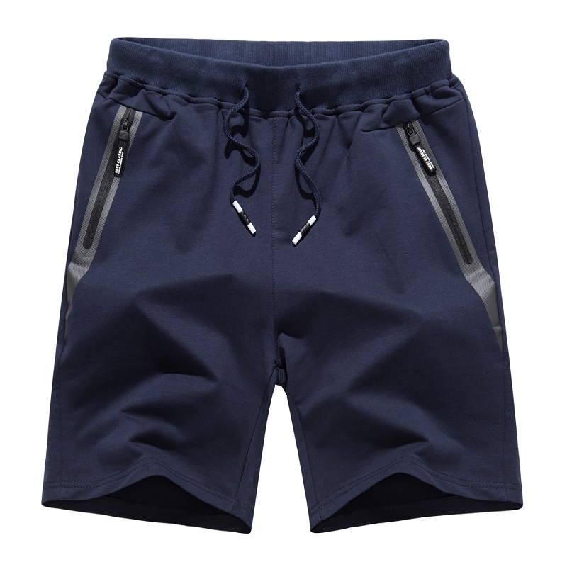 Mænd s Cotton Jogger Casual Working Shorts Running Shorts med Zipper Pockets Loose Leg Bottom Active