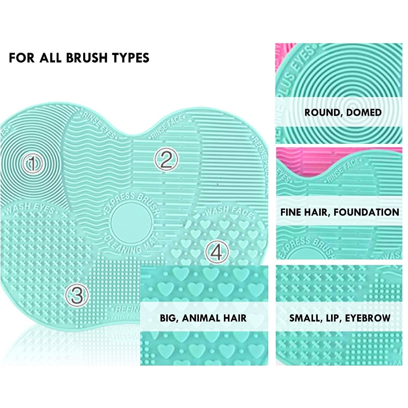 Makeup-børste Rengøringspude Rengøringsmåtte Silikone Æggebørster Handskevask Skrubber Board Mat Matform Handske til nem håndsæbe Rengøring Skønhed Kosmetisk tilbehør Værktøjssæt (3 stk. Sæt stort)