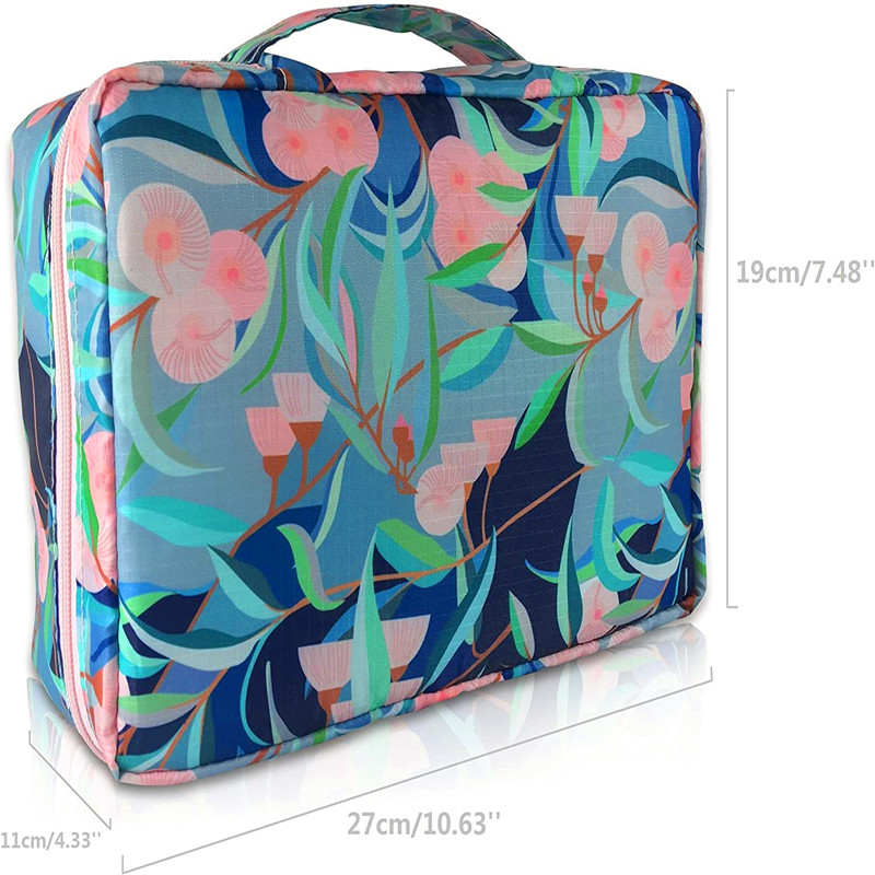 Bærbar kosmetisk Shavin U 35;103; Toiletry Beauty Make Up Bag Pouch Organisator Storage med flytbare Divider og Spejl for Travel, Business, Holiday and Bathroom Household (Blue)