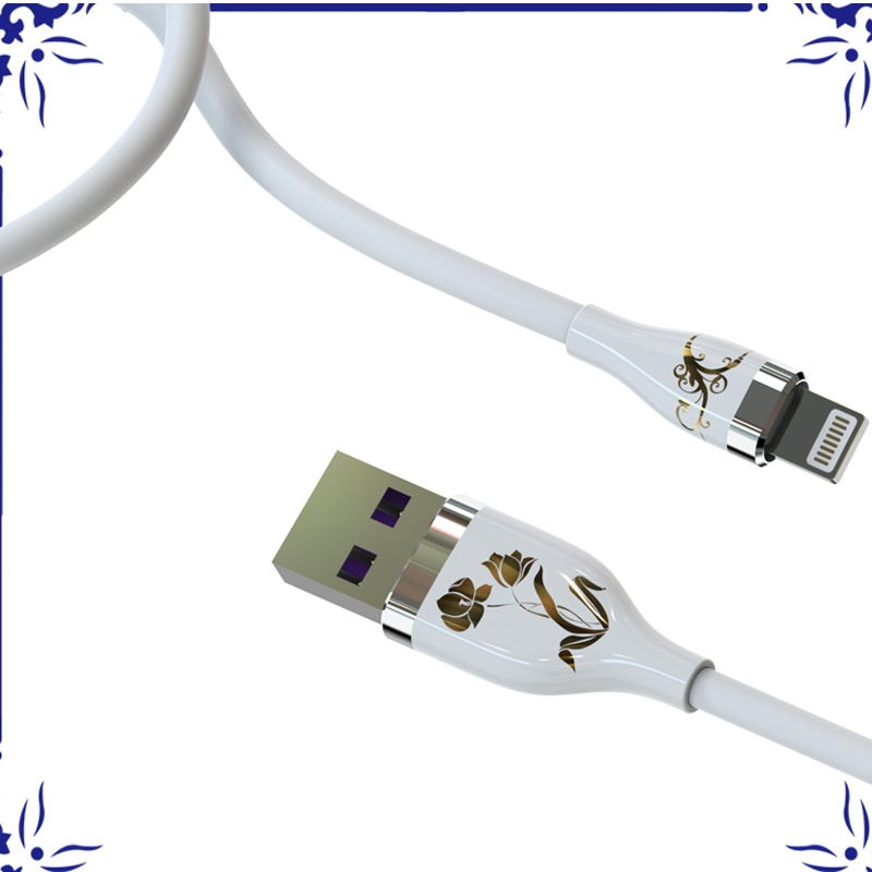 Keramisk kabel med 3 farver LED lys silikone linje til iphone