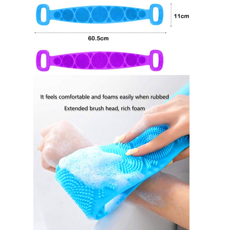 2 pakke Silikone badekropsbørste Rygsvaskemaskine Eksfolierende rygvaskeskrub Scrub Blød bælte til kvinder Mænd dyb ren massage hud
