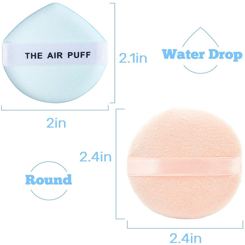 Velour Puff Makeup Pulver Puffs Sponge med Air Cushion Puff Pulver Puff Puff Puff Round Spong Kosmetic Water Drop Powder Puff Latex Free Foundation Sponge Face Puff for Dry