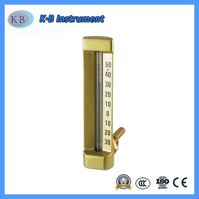 Engrosfabrik Pris Egnet industrielt Thermometer V-line V Line Thermometer Angle Straight Brass Golden Færdige Glass Termometer