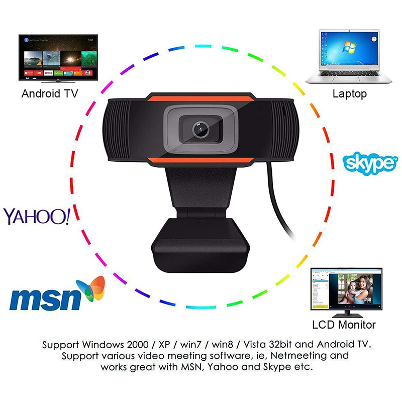 HD 1080P Computer Webcam PC Desktop Desktop Rotable USB 2.0 Kamera med Digital Mikrofon