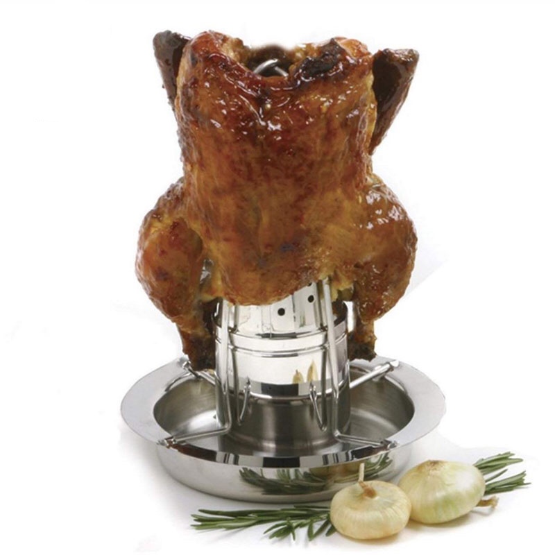 Til ovn eller grill med dryp pan aftagelig øl kan kylling rist rack rustfrit stål lodret rist kylling holder
