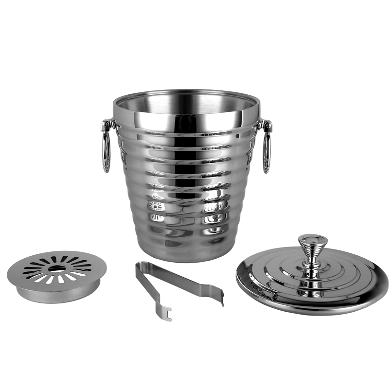 rustfrit stål is tænder stor champagne vin køler spand rustfrit stål stor is spand med låg og klemme