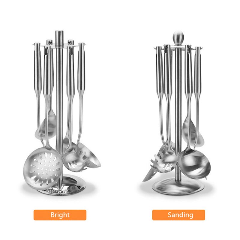 Køkken Rotary Rack Skovlhængere Rustfrit Stål Holder Roterende Opbevaringshylde Madlavningsredskaber Organizer