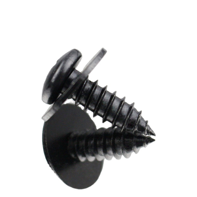 Varmt salg Kulstofstålbelagt Sort Zink Pan Head Tapping Skrue med flad skive