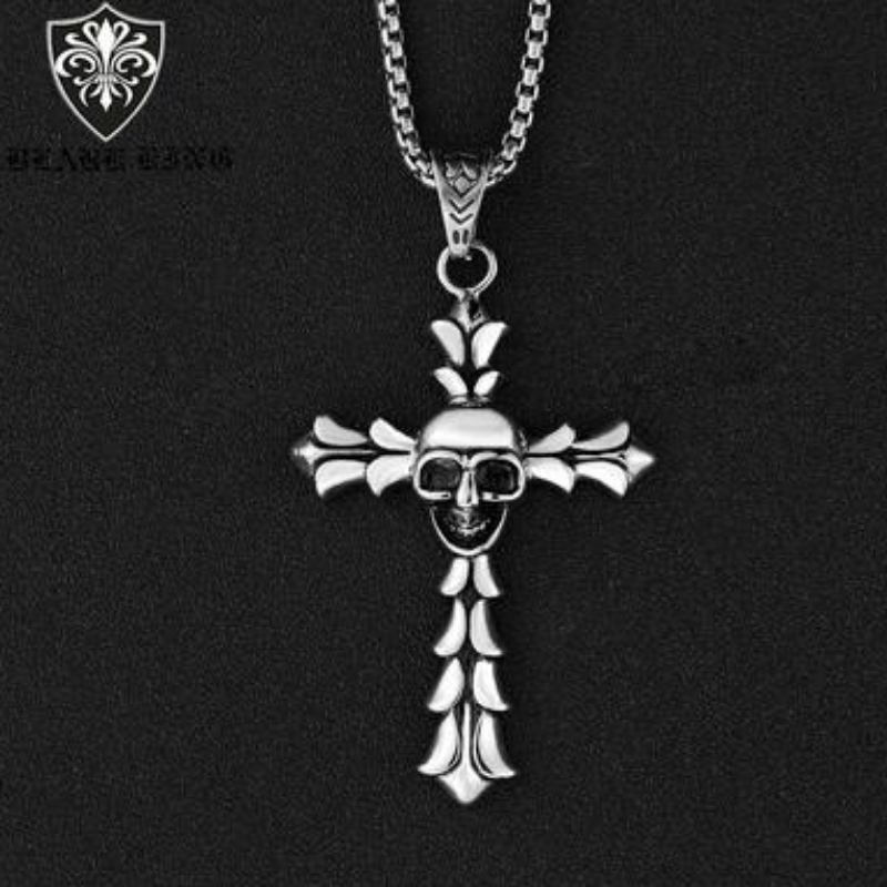 Europæiske og amerikanske tilbehør engrossalg af europæiske og amerikanske retrogotiske mænd's Stainless Steel Skull Pendant Fashion Cross Skull Pendant
