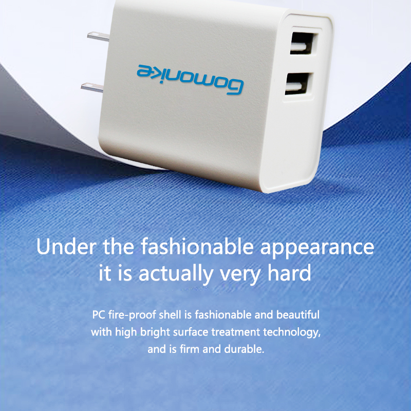 USA Plug Adapter, 2.1A Dobbelt USB-oplader kompatibel med iPhone, Samsung, andre Android Celle Phones