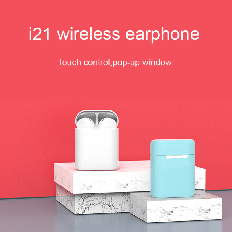 TWS Bluetooth-øretelefon i21 HD-lydkvalitet Trykbetjening