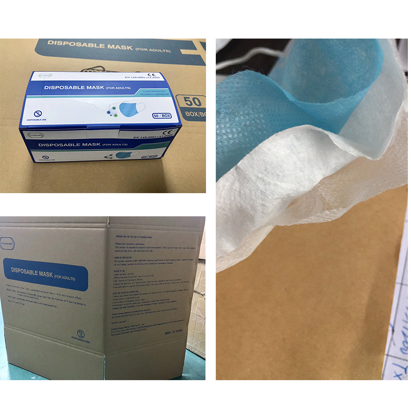 Engangsmaske tre lag bomuldsbeskyttelsesmaske, effektivt forhindrer bakterier, spyt,