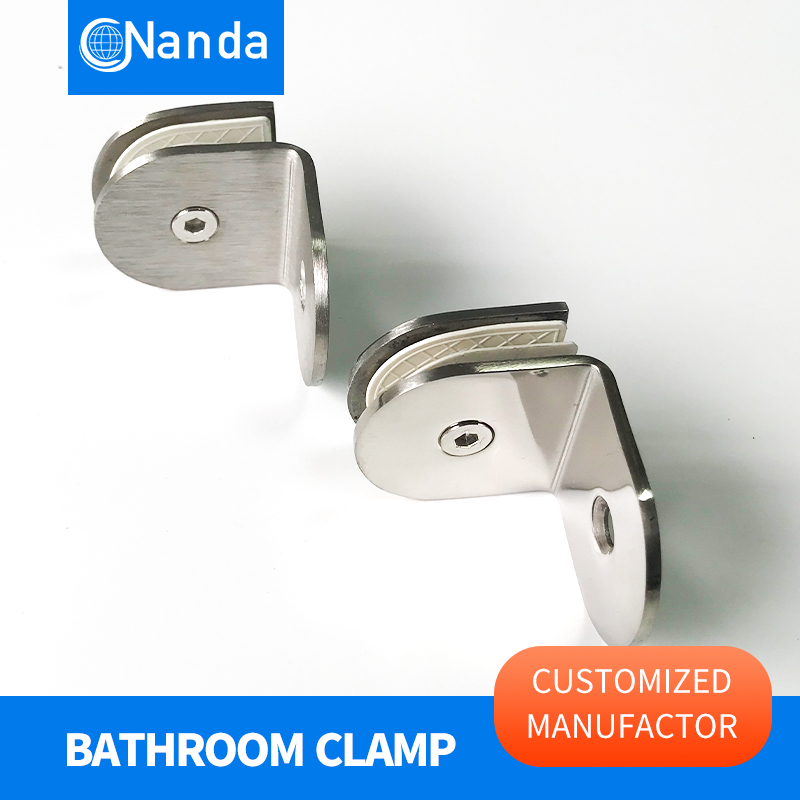 Fabriks direkte salg rustfrit stål glas fast klips glas partitionskode hjørnekode vægklemme 90 graders ensidig klip