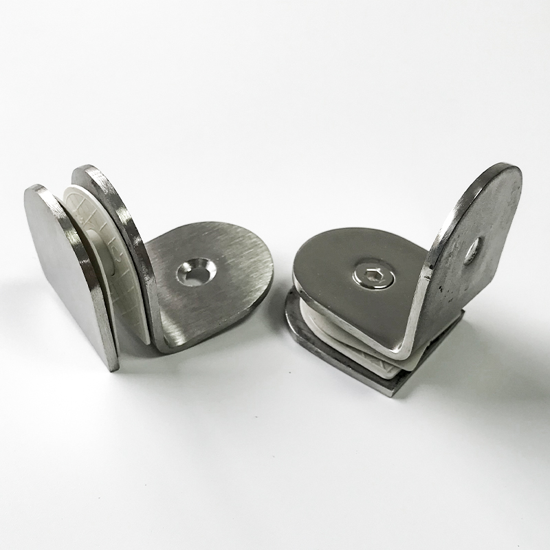 Fabriks direkte salg rustfrit stål glas fast klips glas partitionskode hjørnekode vægklemme 90 graders ensidig klip