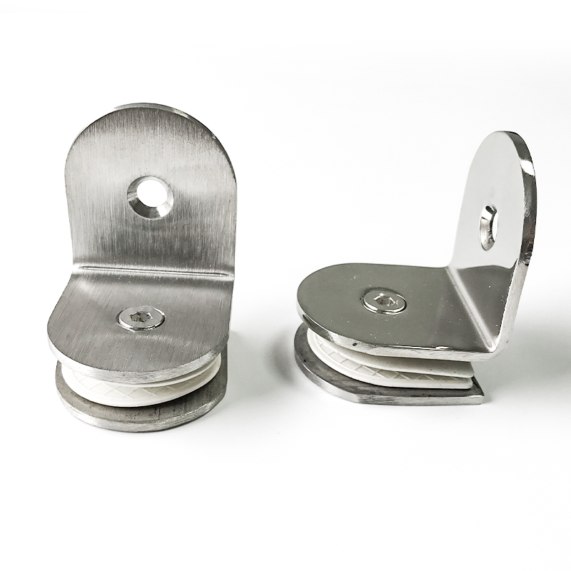 Fabriks direkte salg rustfrit stål glas fast klips glas partitionskode hjørnekode vægklemme 90 graders ensidig klip