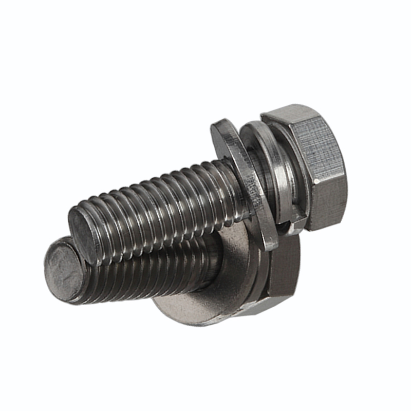 304 firkantet hexagon triple kombineret skrue med flad skive og fjederskive