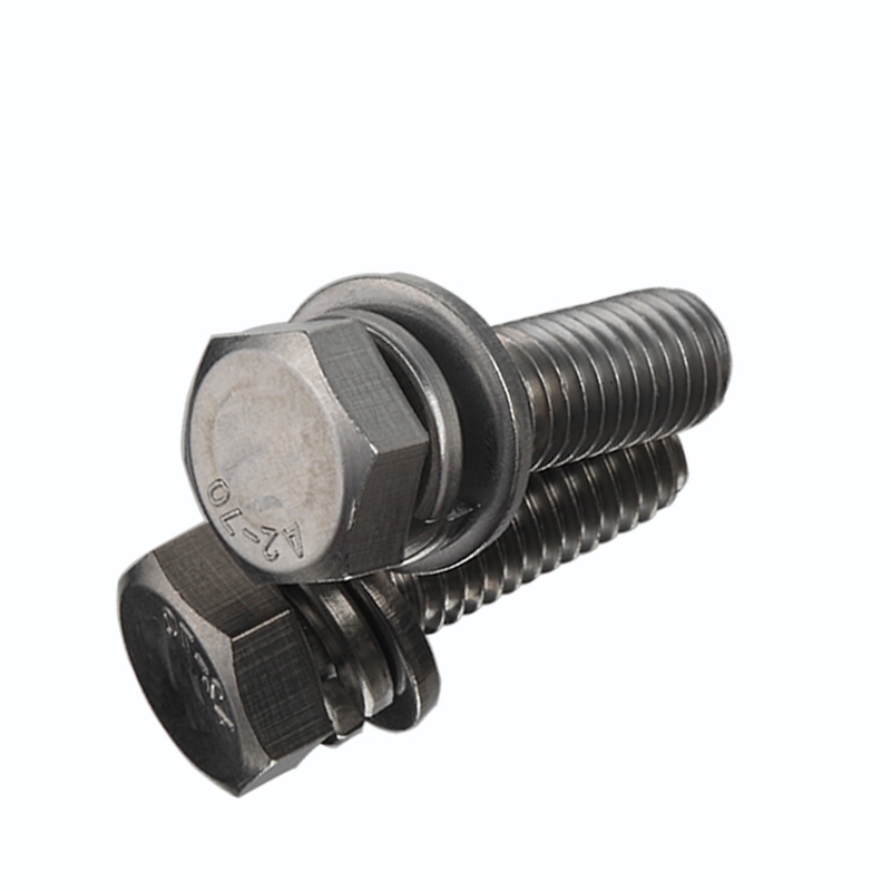 304 firkantet hexagon triple kombineret skrue med flad skive og fjederskive