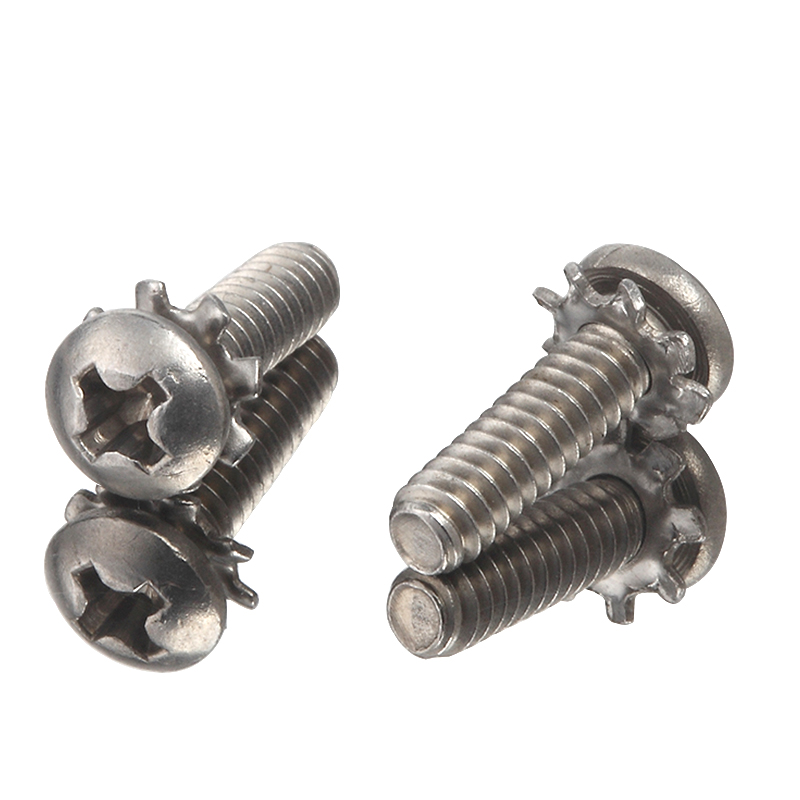 A2 Rustfrit stål Pan Head Cross Recess Ekstern tandskive Blomsterskive skruer