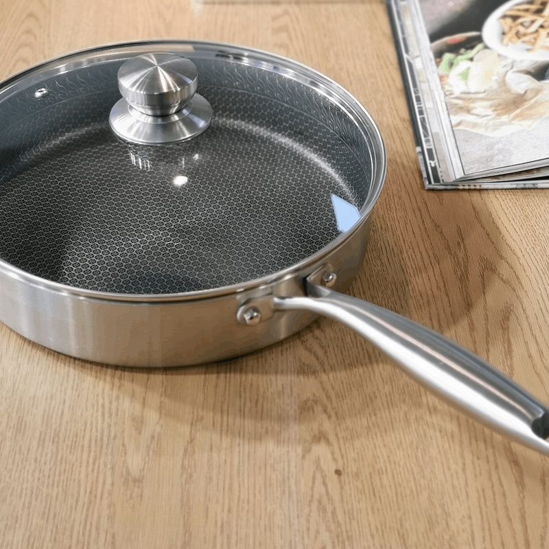 STANDINERENDE STÅL HALF HONEYCOMB FUNKTION PAN WOK