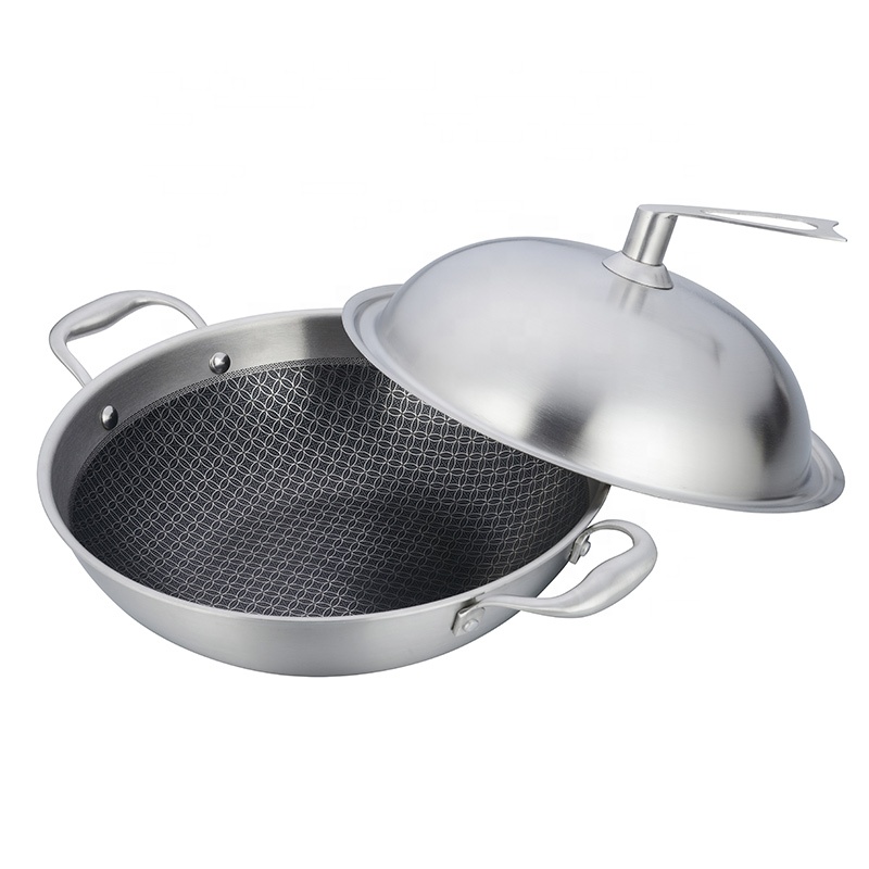 STANDINERENDE STÅL HALF HONEYCOMB FUNKTION PAN WOK
