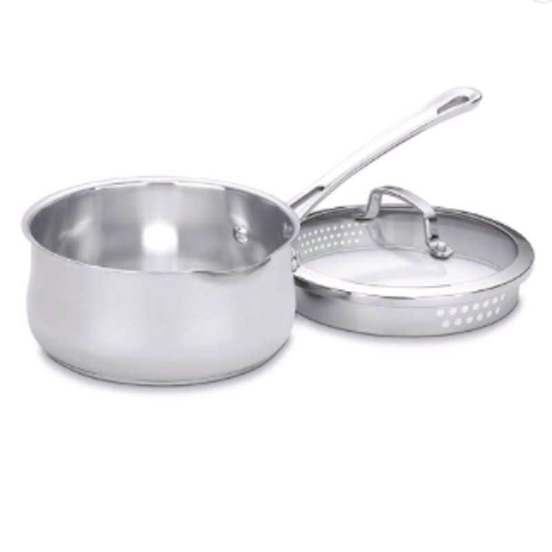 Pulver af rustfrit stål med låg og håndtag